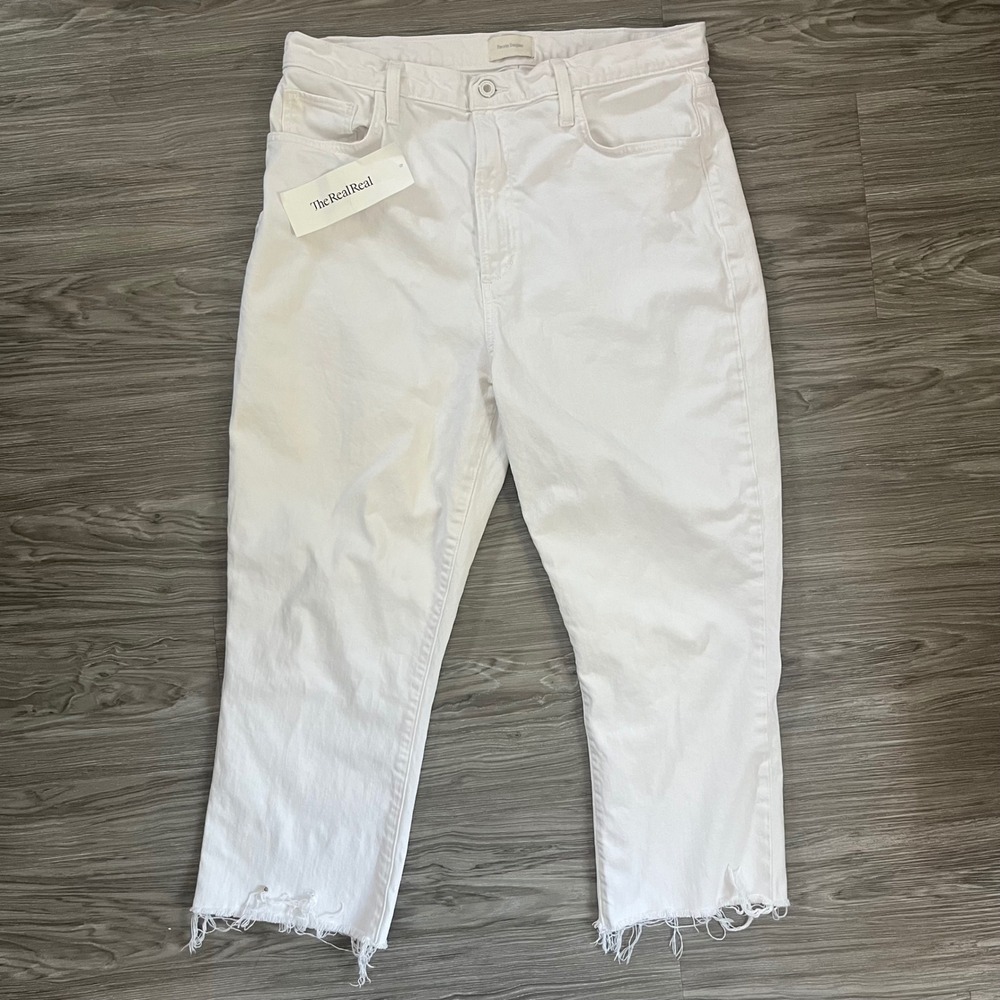 Favorite Daughter The Valentina Tower Super High Rise Cigarette Jeans White 32